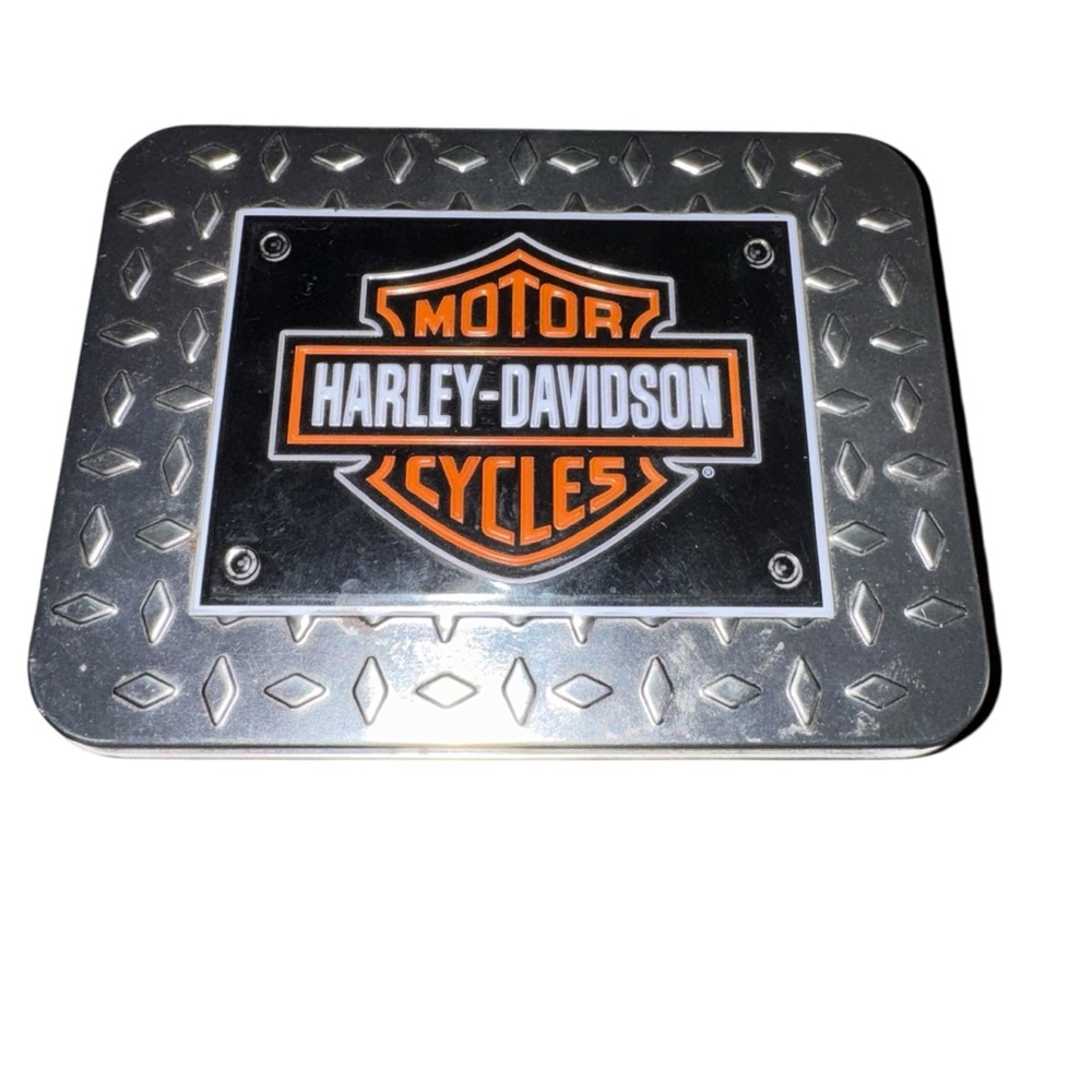 Harley Davidson Playing Cards Tin Metal Storage Box w/ 2 Decks Biker Poker